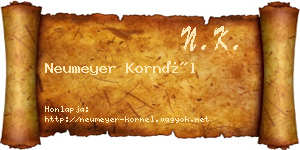 Neumeyer Kornél névjegykártya